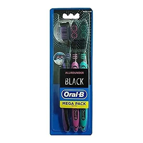 Oral-B Handzahnbürste Allrounder schwarz, medium, 3 Stück