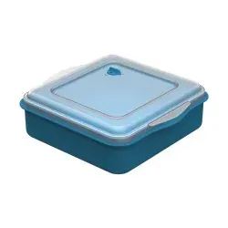 Lunchbox ToGo, mit Deckel, 210 x 70 x 220 mm 05200043-00000 , 1 Stück, Farbe: blau/transparent