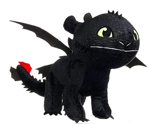 DreamWorks Drachen OHNEZAHN Toothless Dark Fury XXL Plüsch - Stofftier & Teddybär, 90cm großer Plüschdrache mit offizieller DreamWorks Lizenz – ideal für Sammler und Fans!