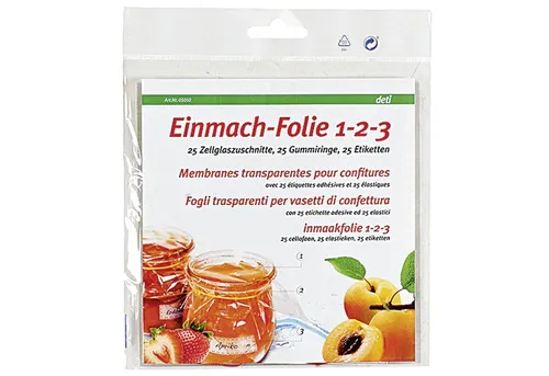 Einmachfolie 1-2-3 - Hochwertige Einmachfolie für sicheres Einkochen und Frischhalten, ideal für die Vorratshaltung und Küchen-Organisation.