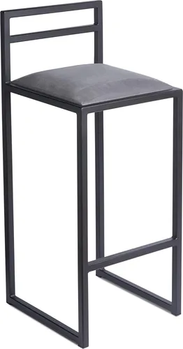 Barhocker Schwarz 95 cm mit Lehne – Metall Barstuhl mit Polstersitz – Industrial Loft Style - Grau