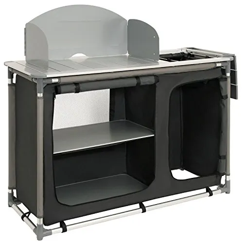 CampFeuer Campingschrank | Klappbare Campingküche mit Spritzschutz und Waschbecken - Camping-Schränke mit Aluminiumgestell, ideal für Outdoor-Aktivitäten. Flexibel einsetzbar und mit praktischer Transporttasche für einfachen Transport.