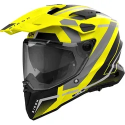 Airoh Commander 2 Mavick Motocross Helm, schwarz-grau-gelb, Größe M - Motorradhelm mit Airoh Automatic Antifog System für klare Sicht und Airoh Emergency Fast Release für schnelle Sicherheit bei Unfällen.