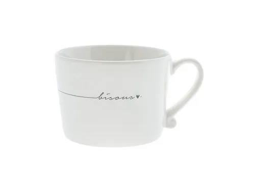 Bastion Collections Tasse Schwarzes Herz, Keramik, Spülmaschinengeeignet, Weiß, Motiv: Bisous
