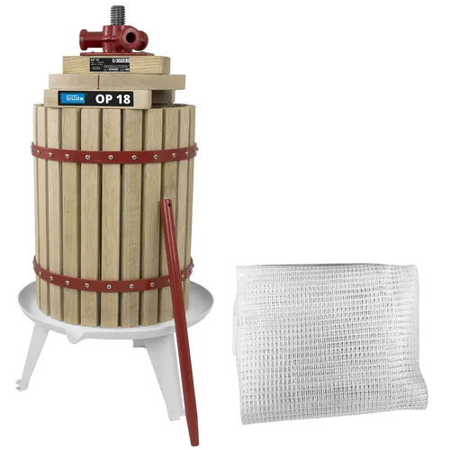 Güde 30005 Obstpresse OP 18 - Leistungsstarke Saftpresse für frischen Saft - Entsafter mit 18 l Fassungsvermögen, mechanischer Antrieb und abwaschbaren Teilen für müheloses Entsaften und einfache Reinigung.