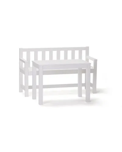 Kids Concept Garten-Kindersitzgruppe – Weißes Gartensofa und Tisch - Wetterfestes Gartenmöbel-Set für Kinder – Ideal für drinnen und draußen. Das stilvolle Design aus hochwertigem Pinienholz wächst mit und bietet Platz für Spielen und Entspannen. Perfekt für den Garten oder Balkon.