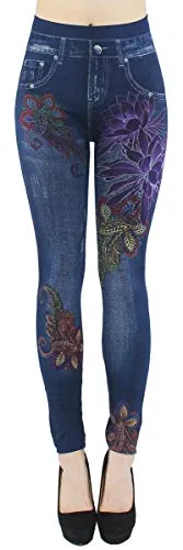 dy_mode Damen Leggings High Waist Jeggings Jeansoptik Hose - JL078 (JL084 | Gr.36-40)