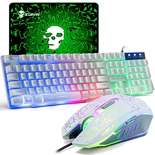 Produktbild Ergonomisches Gaming-Tastatur und -Maus Set mit Regenbogen-Hintergrundbeleuchtung