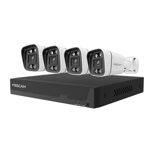 Foscam FN9108E-B4-2T LAN IP-Überwachungskamera-Set - 8-Kanal Überwachungssystem mit 4 Kameras, Plug-and-Play für einfache Installation und umfassenden Schutz in Ihrem Zuhause oder Büro.