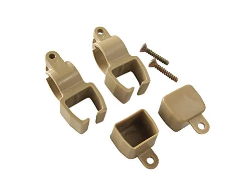 prodecoshop 2 Halter + 2 Kappen für U-Schienen, Universal U-Schienenhalter und Endkappen, beige