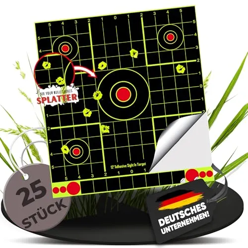 Fritz-Cell Splitterziele Splittersticker Typ 1213 selbstklebend Zielscheibe für alle Gewehre, Pistolen, Luftgewehre, Airsoft, BB, Diabolo kompatibel mit Splatterburst Zielen 25