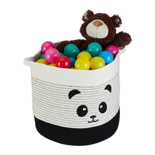 Relaxdays Aufbewahrungskorb Kinder, Panda in schwarz von Relaxdays