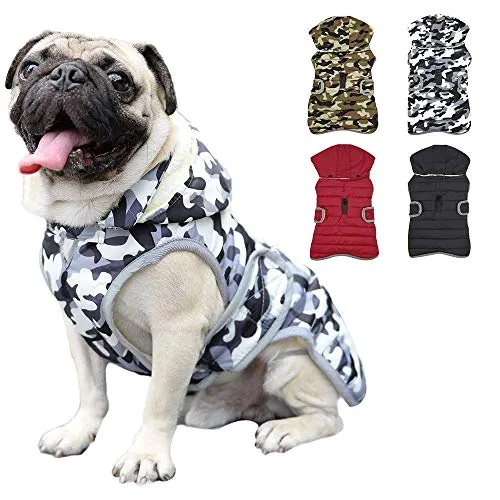 Etechydra Winter Hundejacke with Abnehmbarem Hut, Hundemantel Wasserdicht Reflektierend Hund Mantel Warme Hoodie Fleece Welpenmantel, Jacken für Kleine Mittlerer Große Hunde, Weiß, XS