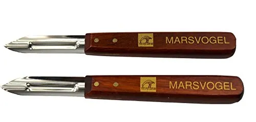 Marsvogel Spargelschäler 2er Pack mit Holzgriff - Spargelschäler Set: 2 hochwertige Schäler aus Edelstahl mit Holzgriff, ideal für das mühelose Schälen von Obst und Gemüse. Perfekte Anpassung an Konturen für saubere Ergebnisse.