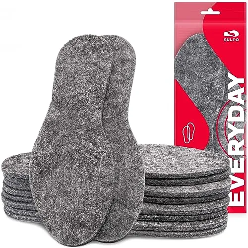MAROL Filz Einlegesohlen Warm Filzsohlen extra dicke 6 mm Schuheinlagen / 5 Paare/Große 36-46, Grau, 36
