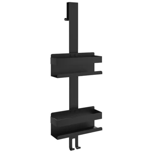 vidaXL Duschcaddy Hängend - 2-in-1 Duschablage - Duschkörbe & Duschablagen mit praktischem 2-in-1-Design aus mattschwarzem gebürstetem Edelstahl für zusätzlichen Stauraum und stilvolle Aufbewahrung in der Dusche.