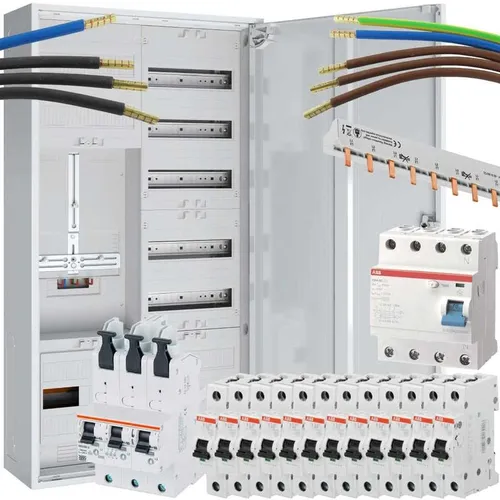 Einfamilienhaus Komplett-Zählerschrank 3-Punkt APZ FI 30mA/40A - Schalttafeln & Zählerschränke, ideal für Einfamilienhäuser mit 12x B16 Sicherungen und hohem Sicherheitsstandard durch FI 30mA.