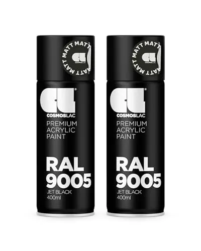 COSMOS LAC Sprühlack Sprühdose - 400ml - Sprühfarbe für den DIY-Bereich, geeignet für alle Oberflächen - Lackspray (2, RAL 9005 - schwarz matt)