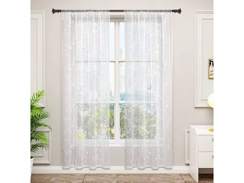 Woltu Gardine, halbtransparent, mit Stickerei, 2 Stück von WOLTU