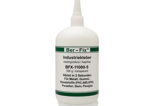 Ber-Fix BFX-11000 Sekundenkleber – Niedrigviskoser Industriekleber - Hochwertiger, transparent aushärtender Sekundenkleber für Metall, Kunststoff, Holz und mehr. Ideal für Industrie, Werkstatt und DIY-Projekte. Schnellhärtend und wasserfest für zuverlässige Verbindungen.