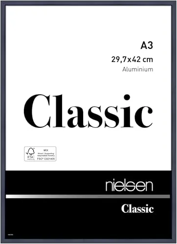 nielsen Bilderrahmen A3, Aluminium in Blau glänzend - Stilvoller Aluminiumrahmen im Format A3, ideal für Poster und Bilder. Mit Echtglas und stabiler MDF-Rückwand, einfach im Hoch- oder Querformat aufzuhängen.