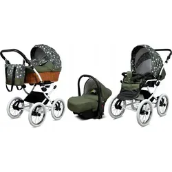Babylux® Classic White | 3in1 Kinderwagen Set | Olive Star | Kombikinderwagen | Kinderwagenset |