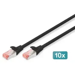 Digitus CAT 6 S/FTP Patchkabel, 10 Stück DK-1644-0025-BL-10 in schwarz von DIGITUS