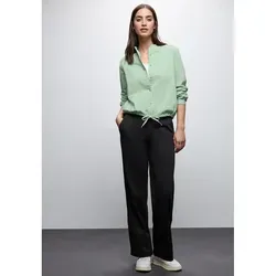 Street One Cordbluse Serene Green mit Tunnelzug - Damenbluse mit Rundhals und Rüschendetail, ideal für einen lässigen Look. Der Tunnelzug am Saum sorgt für eine perfekte Passform.