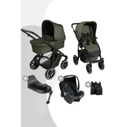 ABC Design Salsa 5 Air Kombikinderwagen Set inkl. Isofix Base Root - Avocado - Vielseitiger Kombikinderwagen mit Tragewanne und Babyschale, ideal für Stadt und Natur. Dank großer Lufträder und integrierter Federung bietet er Komfort und Sicherheit auf jedem Terrain.