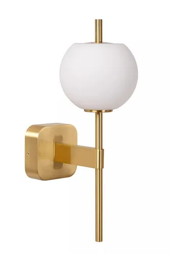 Licht-Erlebnisse Wandleuchte WINO, ohne Leuchtmittel, Glas Metall G9 IP44 H: 34,5 cm in Gold Weiß Kugelschirm Modern