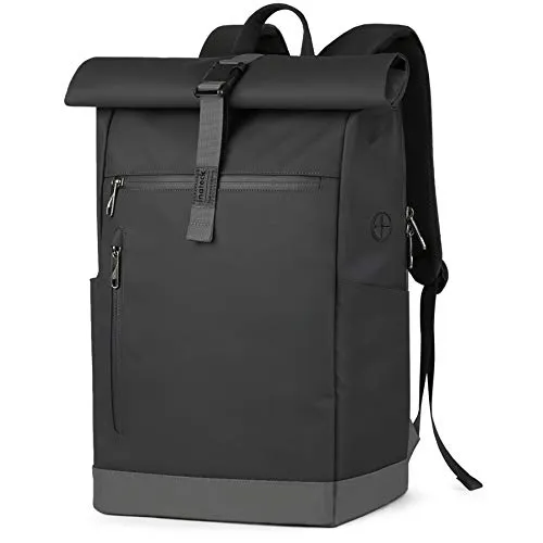 Inateck RollTop Rucksack 25L-30L - Stylischer Tagesrucksack für Uni, Sport und Reisen mit flexiblem Stauraum von 25L bis 30L und gepolstertem Laptopfach für 17 Zoll Geräte.