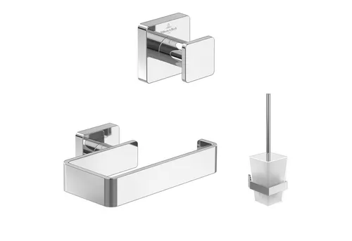 Villeroy & Boch Toilettenpapierhalter & Handtuchhaken, Chrom - Toilettenpapierhalter für modernes Bad, edel gestaltet mit minimalistischem Chic, ideal für verschiedene Badezimmerstile.