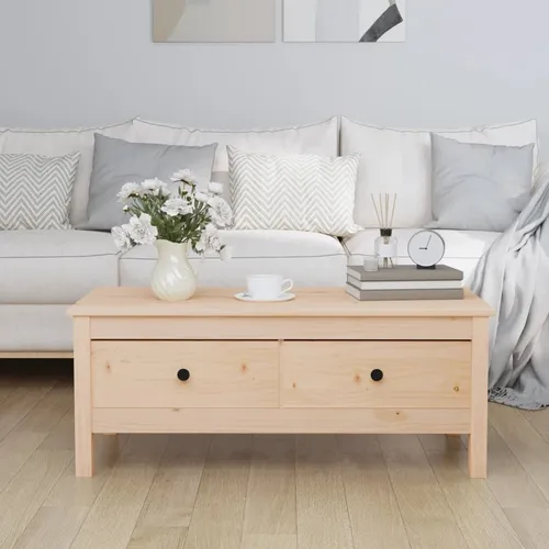 The Living Store Couchtisch 100x50x40 cm Massivholz Kiefer