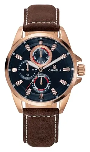 Orphelia Herren Multi Zifferblatt Uhr Eddington mit Echtleder Armband Braun