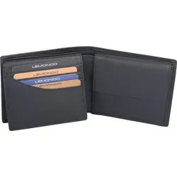 LEMONDO Herren Geldbörse schwarz, Leder Scheintasche - Praktische Herrenbörse mit 11 Kreditkartenfächern und Sichtfenster, ideal für den täglichen Gebrauch. Kompakt und stilvoll mit den Maßen 12 x 10 x 2 cm.
