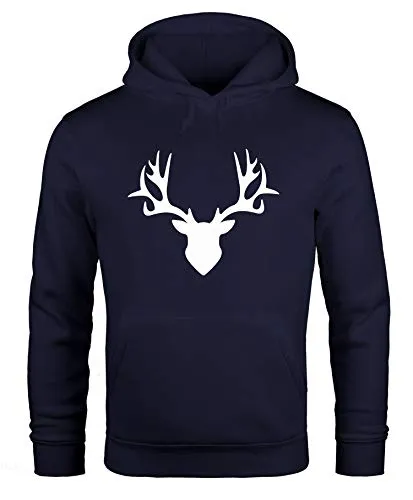 MoonWorks Hoodie Herren Hirsch Geweih Kapuzen-Pullover Pullover mit Kapuze Navy XL