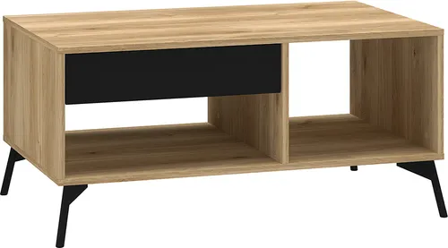 Lomadox Couchtisch ARONA-131, 100 cm mit Schublade in Castello Eiche Nb. mit Schwarz - Moderner Couchtisch ARONA-131 mit Schublade und offenem Fach in 100 cm. Stilvolles Design in Castello Eiche Nb. mit schwarzen Akzenten. Praktische Soft Close-Funktion und Vollauszug für einfachen Zugriff.