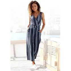LASCANA Culotte-Overall: Sommerlicher Jumpsuit mit Streifen - Sommeroveralls, modischer Look mit Streifen, betont die Silhouette und sorgt für einen eleganten V-Ausschnitt, perfekt für Strandpromenaden.
