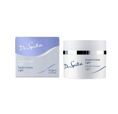 Dr. Spiller Azulen Creme Light 50 ml - Tagespflege für empfindliche Haut mit 100% natürlichen Inhaltsstoffen. Beruhigt Rötungen und spendet intensive Feuchtigkeit. Ideal für tägliche Anwendung.