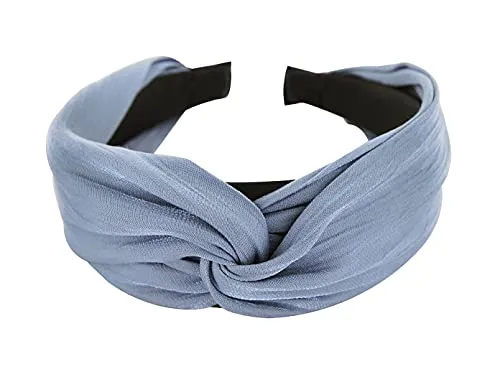axy Haarreif mit raffinierten Knoten und leichtem Glanz - Wunderschön Stirnband Haarschmuck Haarreifen HRD2 (Blau)
