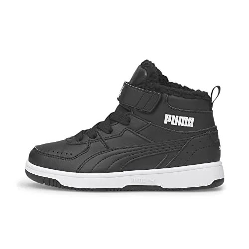 Puma High Sneaker REBOUND JOY FUR JR Kinder - Halbschuhe mit warmem Teddyfutter, ideal für kalte Tage. Hochwertige Materialien und SoftFoam+ sorgen für besten Komfort und eine perfekte Passform.