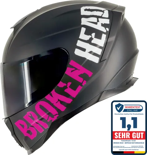 Broken Head BeProud Sport Pink Motorradhelm + Schwarzes Visier : XS (53-54 cm) Größe: XS (53-54 cm)