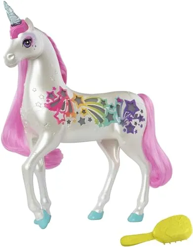 Barbie Dreamtopia Brush 'N Sparkle Unicorn - Tierfiguren für Kinder, magisches Einhorn mit 4 Licht- und Soundeffekten für grenzenlosen Spielspaß und kreative Geschichten.