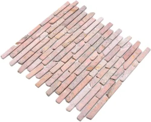 Mosaik Fliese Marmor Naturstein rot Brick Rossoverona für BODEN WAND BAD WC DUSCHE KÜCHE FLIESENSPIEGEL, Mattengröße: 305x305 = 0,09 qm, Steingröße: 25-105x15x7 mm - 1 Matte