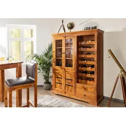 Weinschrank OXFORD aus Akazie – 144x47x180 cm von Massivholzmöbel24