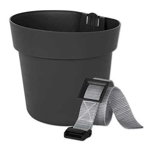 Geli Conny Hängetopf - Blumentopf für Geländer in Anthrazit - Garten-Zubehör: Stilvoller Hängetopf mit Befestigung, ideal für Balkonpflanzen und platzsparendes Gärtnern.