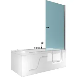 Seniorendusche und Sitzwanne Kombination Wanne mit Tür S17D-TH-L-EC 150x75x194cm - Weiß