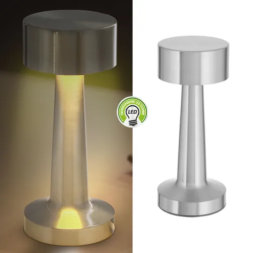 LED Tischleuchte silber Eisen 9x21cm Touchfunktion 3 Weißtöne USB Kabel dimmbar Dekolampe Tischbeleuchtung