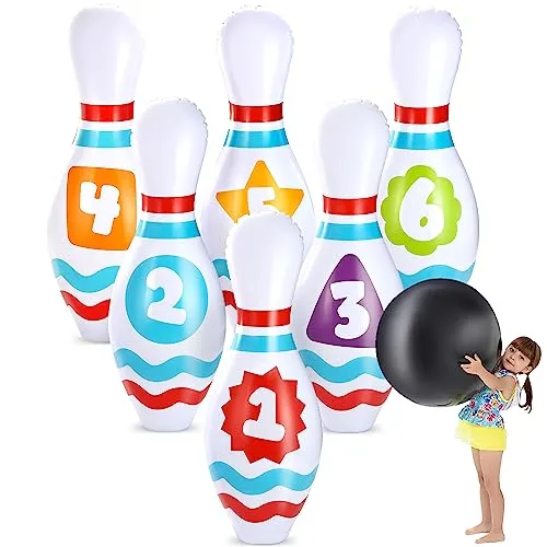 JOYIN Großes Aufblasbares Bowling Set für Kinder und Erwachsene - Bowling Spielzeug für drinnen und draußen, mit 68.6 cm hoher Bowlingkugel und Handpumpe, ideal für Partys und Familientreffen.