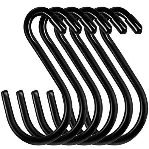 Bolatus 12 Stück S Haken Groß 6in/15CM Belastbar bis 20KG S-förmige Hängehaken Schwarz Schwerlast Metallhaken Anti-Rost Haken für Küche Badezimmer Schlafzimmer Büro Edelstahlhaken